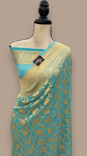 Khaddi Georgette Banarasi Saree - Gold zari - The Handlooms
