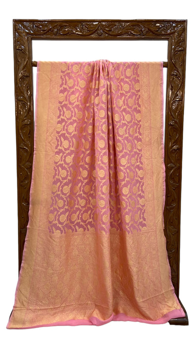 Khaddi Georgette Banarasi Saree - Gold zari