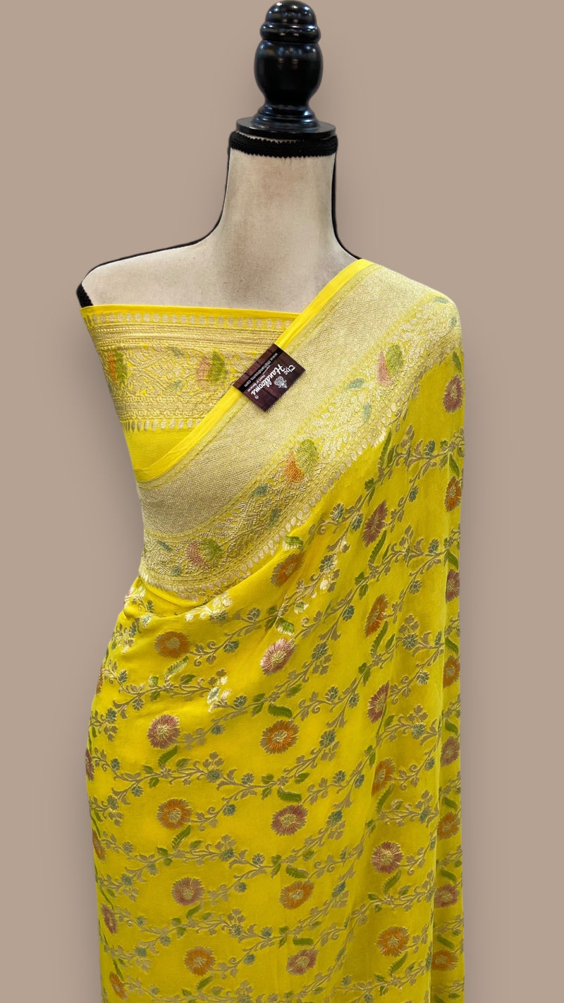 Khaddi Georgette Handloom Banarasi Saree - The Handlooms
