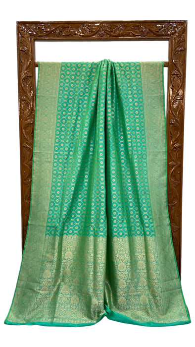 Pure Katan Silk Banarasi Handloom Saree - All over Jaal work with Meenakari