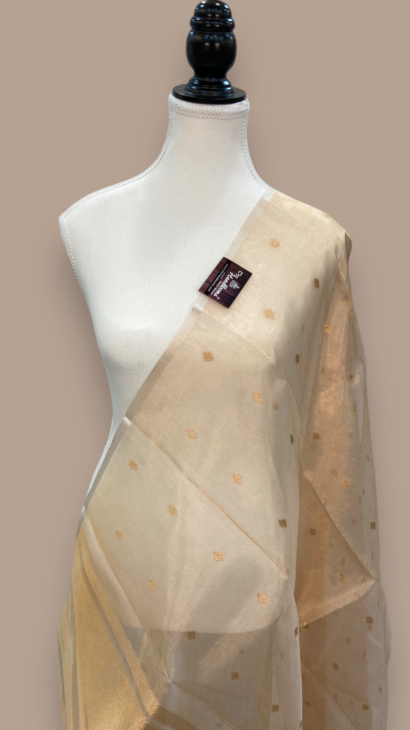 Pure kora Tissue Handloom Banarasi  Dupatta - The Handlooms