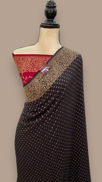 Khaddi Crepe Georgette Banarasi Saree -  Antique zari