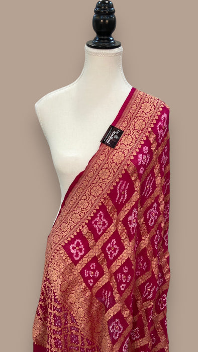 Pure Georgette Banarasi Bandhej Handloom Dupatta