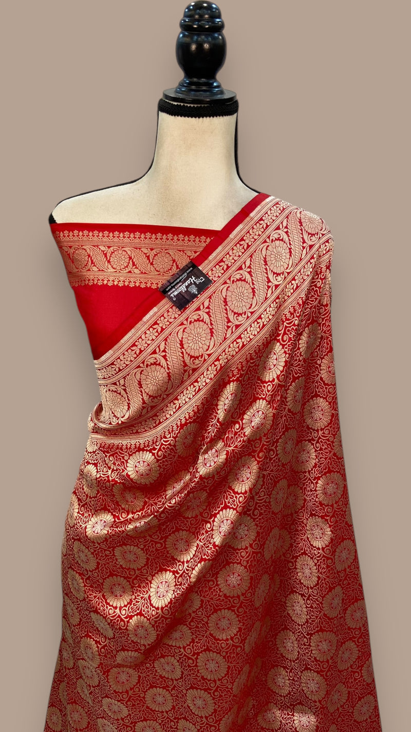 Pure Katan Silk Banarasi Handloom Saree - Tanchui Brocade - The Handlooms