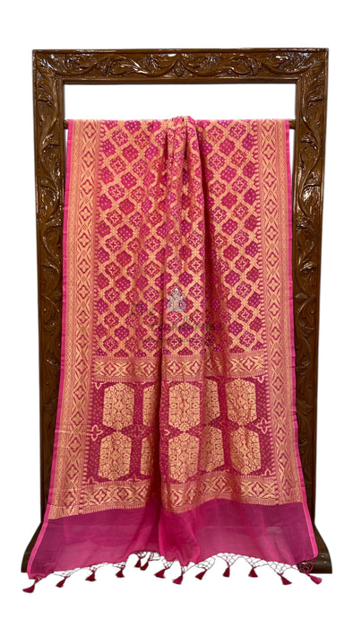 Pure Georgette Banarasi Bandhej Handloom Saree