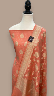 Pure Moonga Georgette Banarasi Dress material - The Handlooms