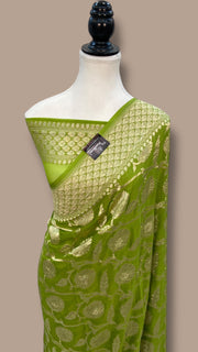 Khaddi Georgette Handloom Banarasi Saree - The Handlooms