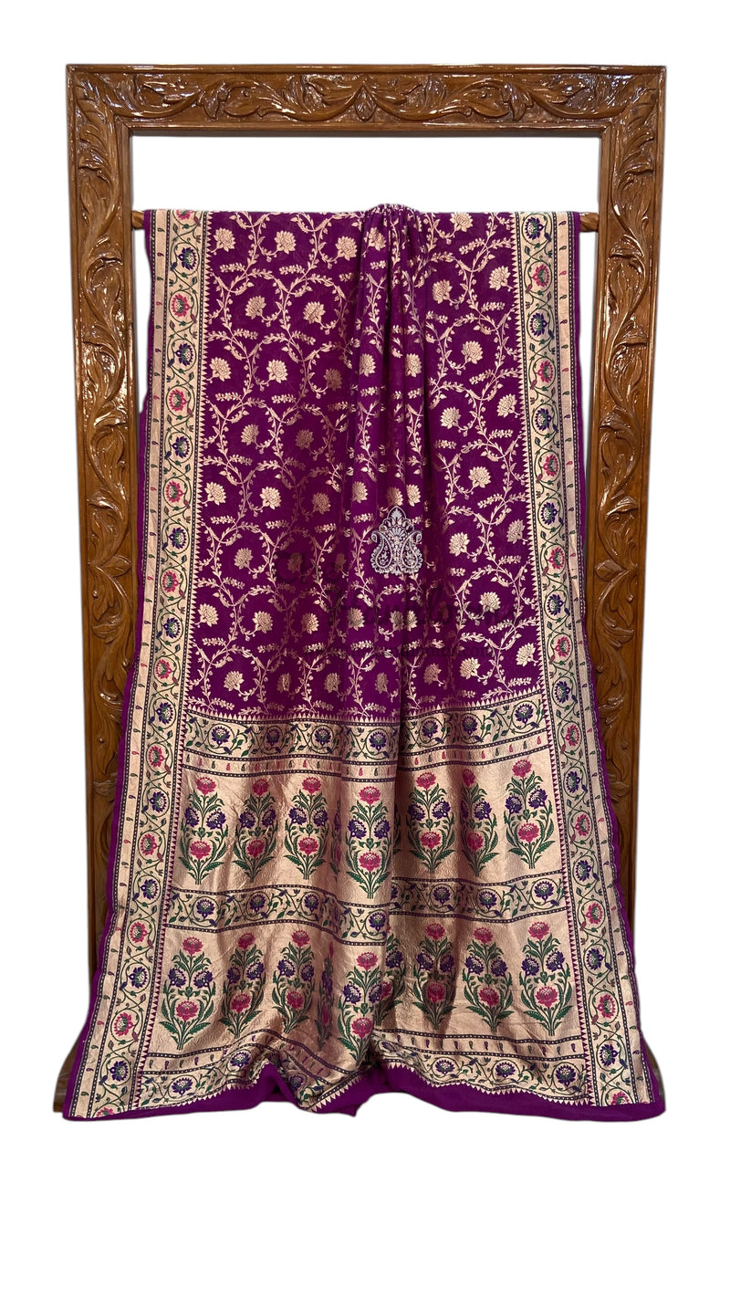 Pure Georgette Banarasi Handloom Saree - with meenakari work - The Handlooms