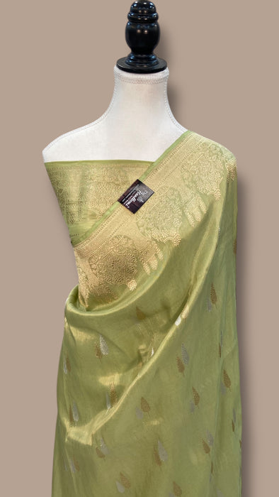 Pure Katan Tissue Silk Handloom Banarasi Saree - All over kadua motifs