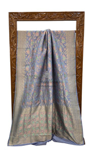 Pure Katan Silk Banarasi Handloom Saree - All over Sona Roopa Jaal work - The Handlooms