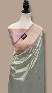 Pure Katan Silk Banarasi Handloom Saree - All over Sona Roopa Kadua motifs - The Handlooms