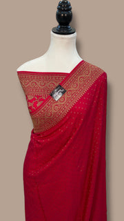 Pure Khaddi Crepe Georgette Handloom Banarasi Saree - The Handlooms