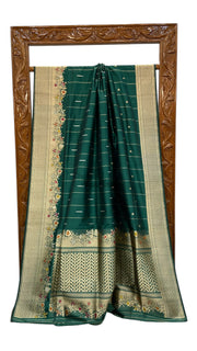 Pure Katan Silk Banarasi Handloom Saree - All over Sona Roopa Kadua motifs - The Handlooms