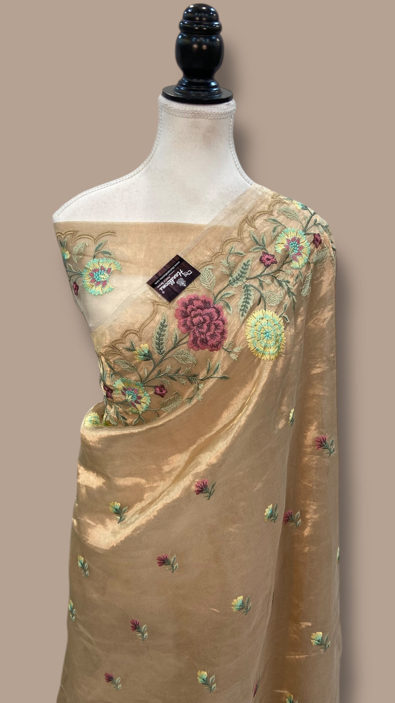 Pure Tissue Handloom Banarasi Saree With Chikankari - The Handlooms