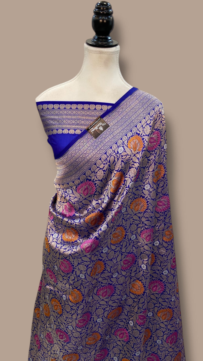 Regal Pure Katan Silk Banarasi Saree – Handwoven Tanchui Brocade - The Handlooms