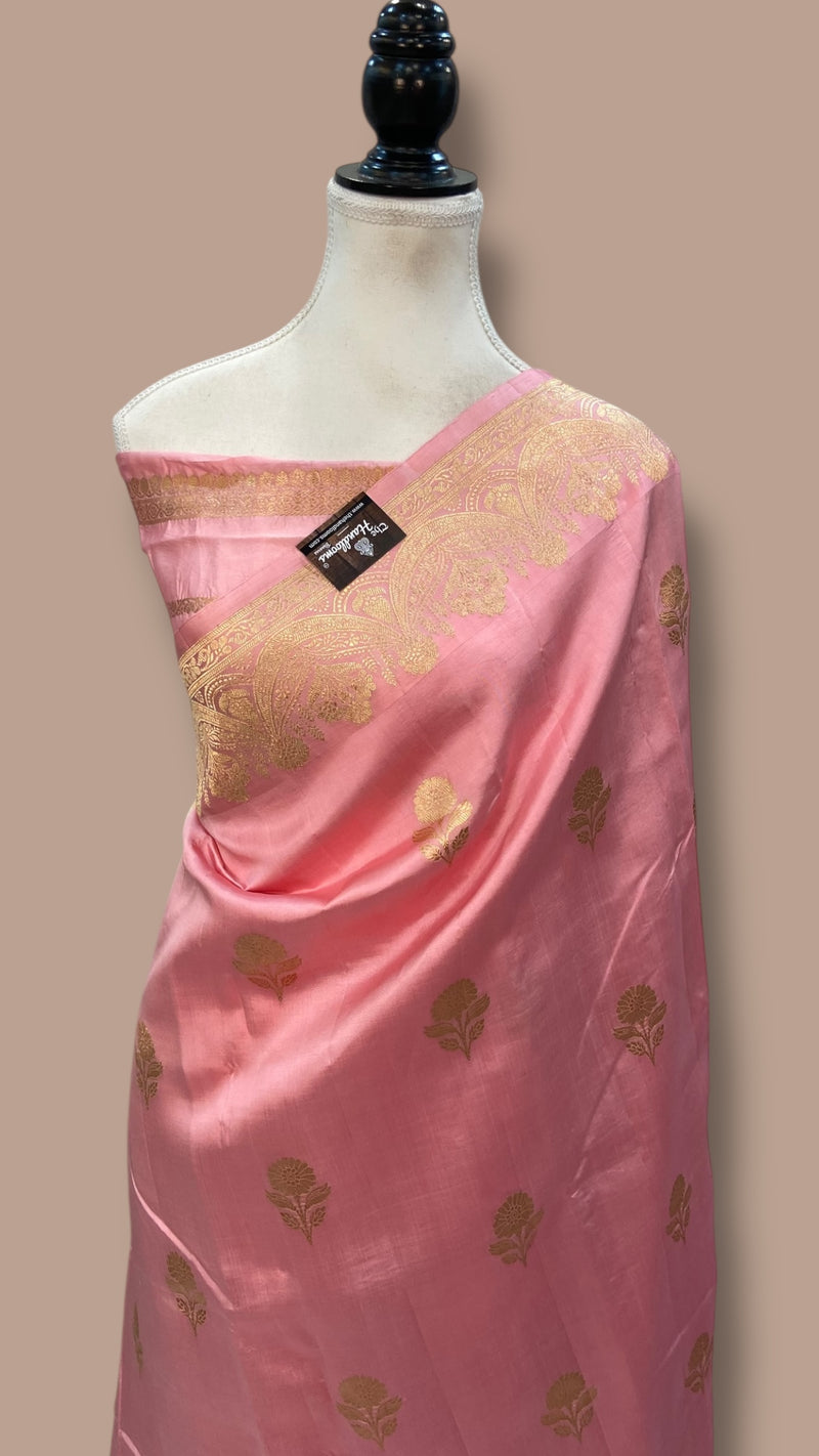 Pure Katan Silk Banarasi Handloom Saree - All over Kadua motifs - The Handlooms