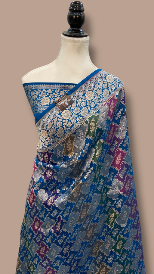 Pure Katan Silk Banarasi Handloom Saree - All over Jaal Work With Rangkart - The Handlooms