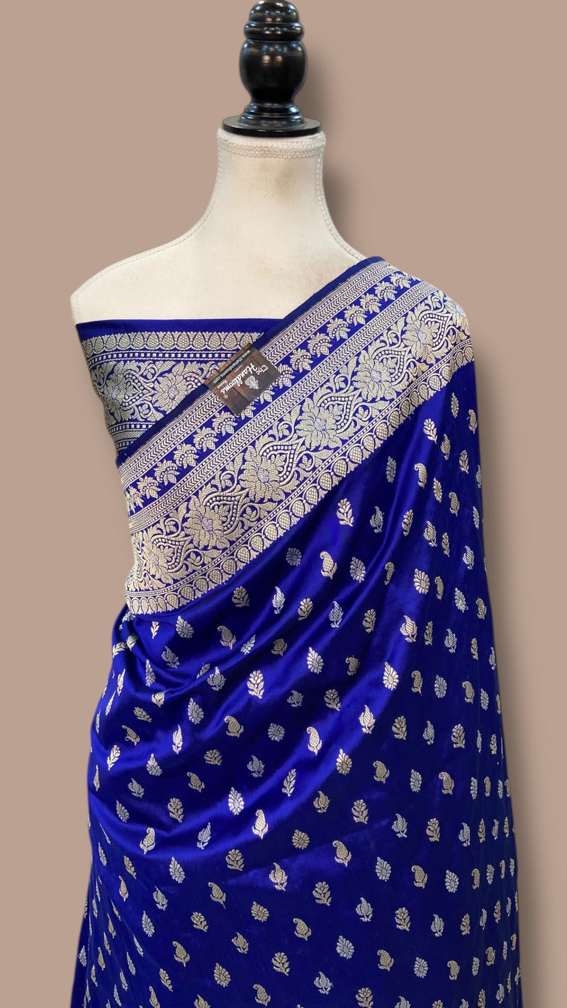 Pure Katan Silk Banarasi Handloom Saree - All Over Sona Roopa Kadua Motifs - The Handlooms