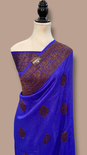 Tussar Georgette Handloom Banarasi Saree - Antique Zari - The Handlooms