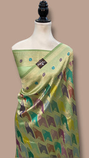 Ektara Pure Katan Silk Banarasi Handloom Saree - All over kadiyal Jaal work - The Handlooms