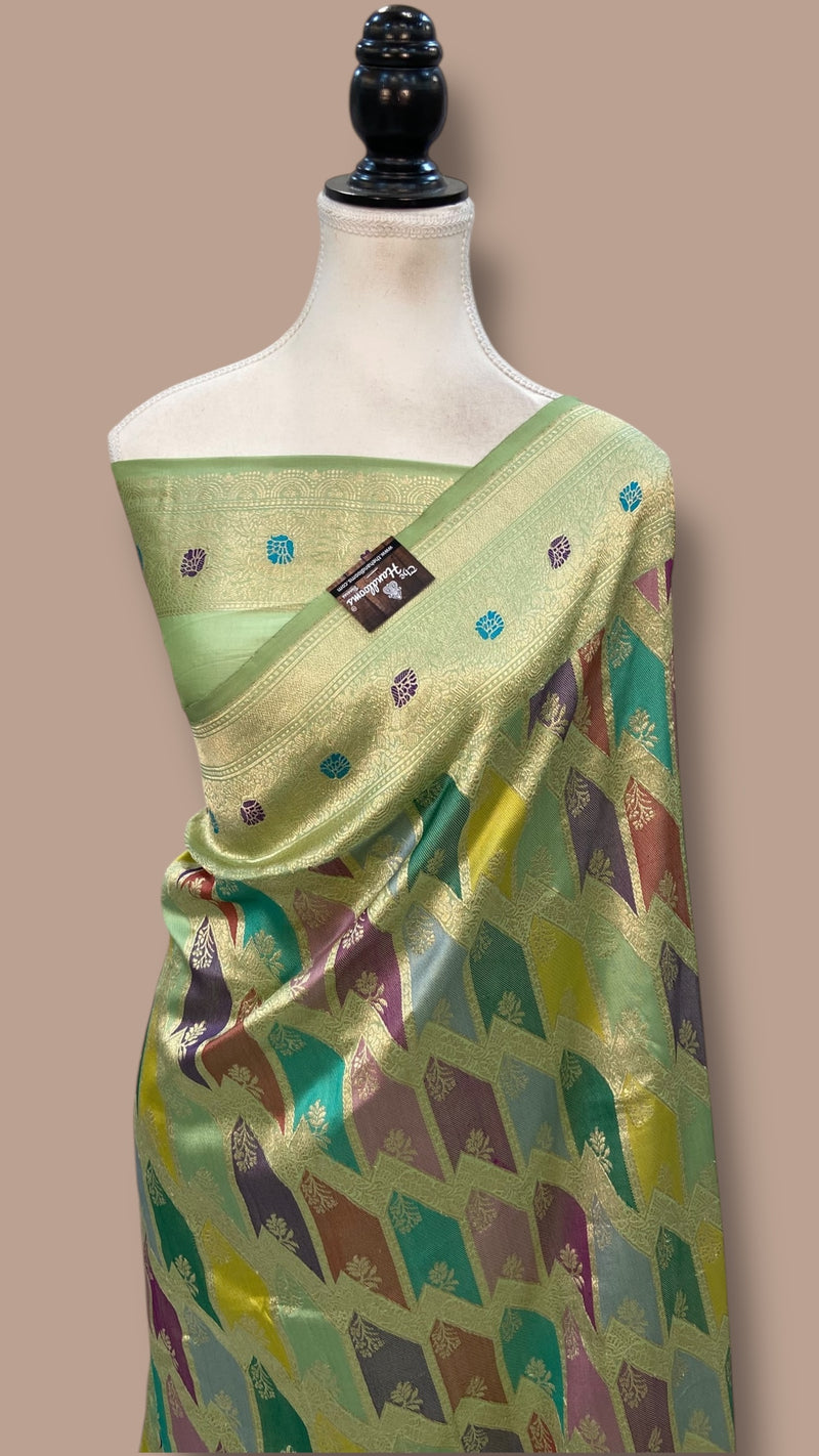 Ektara Pure Katan Silk Banarasi Handloom Saree - All over kadiyal Jaal work - The Handlooms