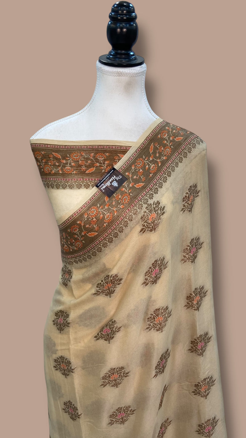 Pure Chiffon Khaddi Banarasi Saree - The Handlooms