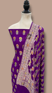 Khaddi Georgette Banarasi Dress material Water Zari - The Handlooms