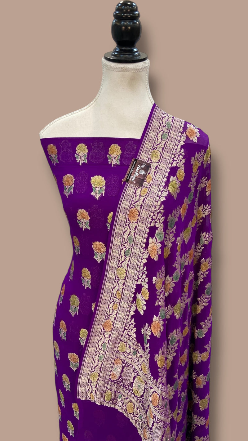 Khaddi Georgette Banarasi Dress material Water Zari - The Handlooms