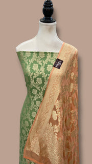 Pure Khaddi Georgette Banarasi Suit and Dupatta - The Handlooms