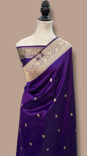 Pure Katan Silk Banarasi Handloom Saree - All Over Kadua Motifs - The Handlooms