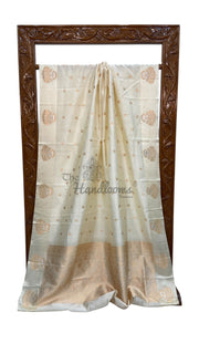 Pure Katan Silk Banarasi Handloom Saree - All over Kadua Motifs - The Handlooms