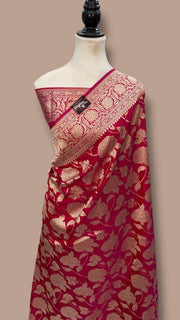 Pure Katan Silk Banarasi Handloom Saree - All Over Jaal Work - The Handlooms