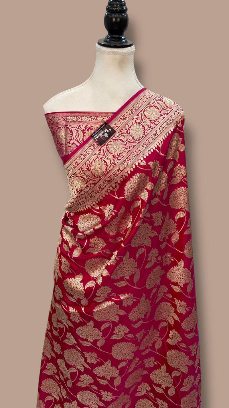 Pure Katan Silk Banarasi Handloom Saree - All Over Jaal Work - The Handlooms