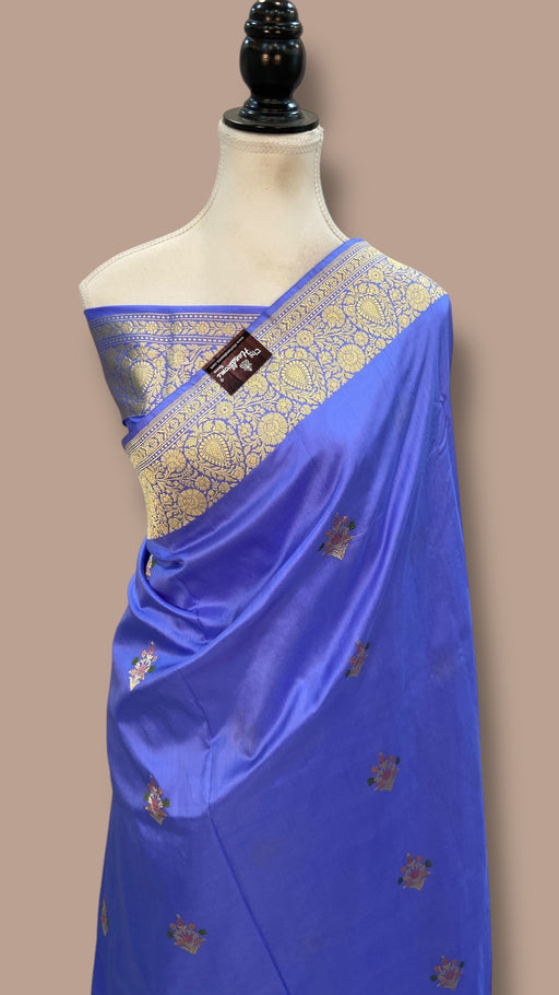 Pure Katan Silk Banarasi Handloom Saree - All Over Kadiyal Boota - The Handlooms