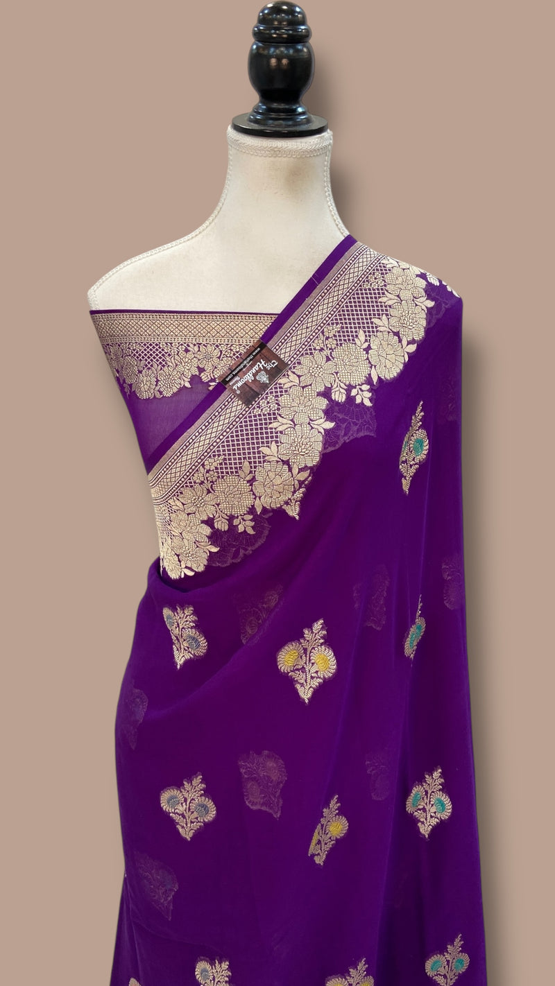 Khaddi Georgette Handloom Banarasi Saree - The Handlooms
