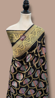 Ektara Pure Katan Silk Banarasi Handloom Saree - All over kadiyal Jaal work - The Handlooms