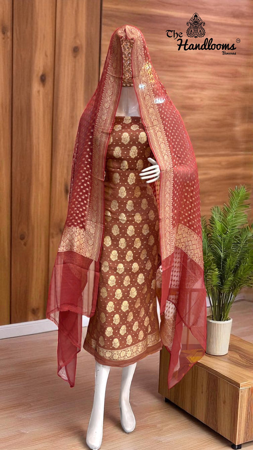 Tissue Khaddi Georgette Banarasi Dress material - The Handlooms