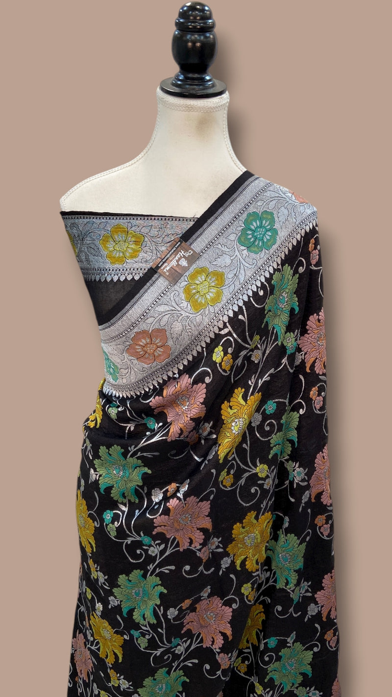 Tussar Georgette Handloom Banarasi Saree With Meenakari