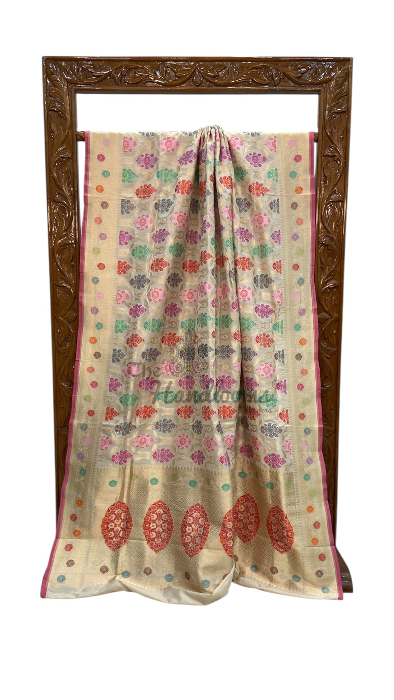 Pure Katan Silk Banarasi Handloom Saree - All Over Meenakari kadiyal Jaal Work