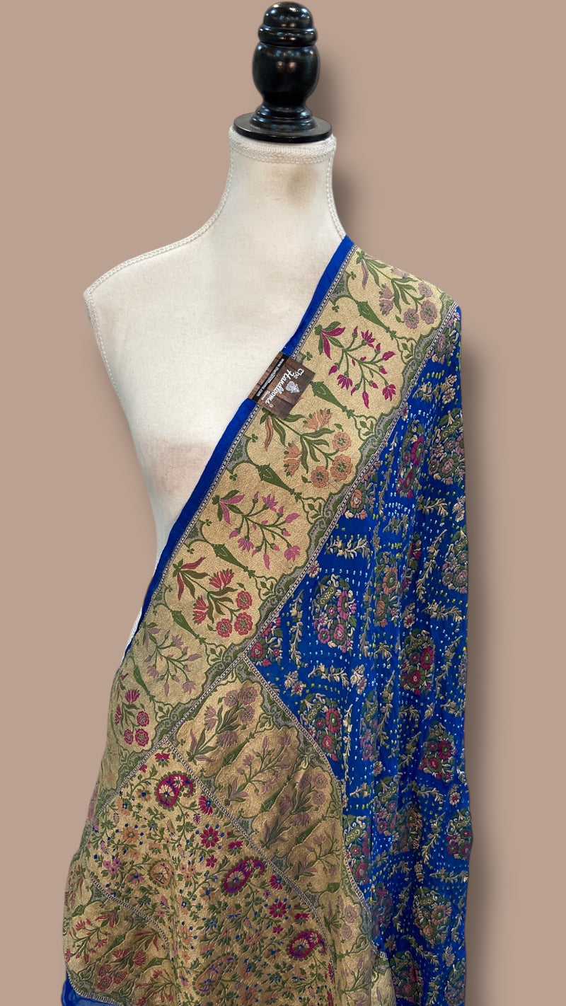 Pure Georgette Banarasi Bandhej Handloom Dupatta - The Handlooms