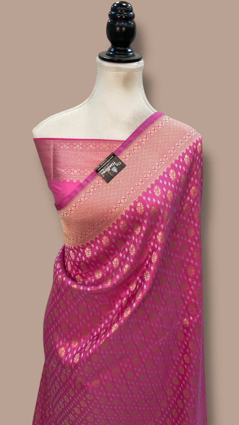 Pure Katan Silk Banarasi Handloom Saree - All Over Sona Roopa Jaal Work - The Handlooms