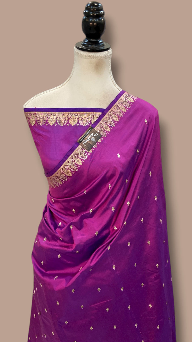 Pure Katan Silk Reshmi Zari Banarasi Handloom Saree - The Handlooms