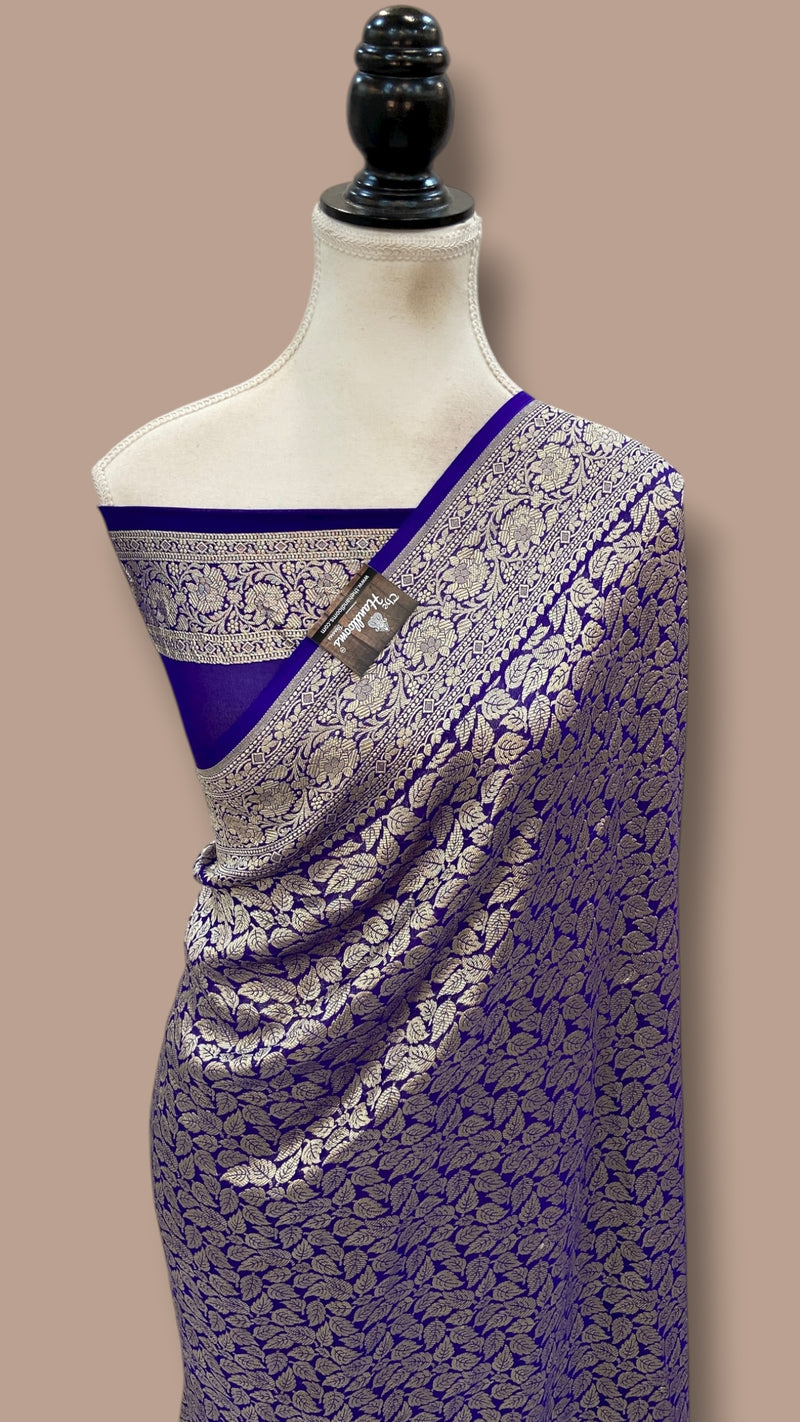Khaddi Georgette Handloom Banarasi Saree - Tanchui Brocade - The Handlooms