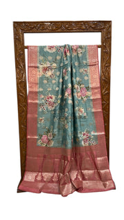Pure Chiniya Silk Handloom Banarasi Saree Digital Print - The Handlooms