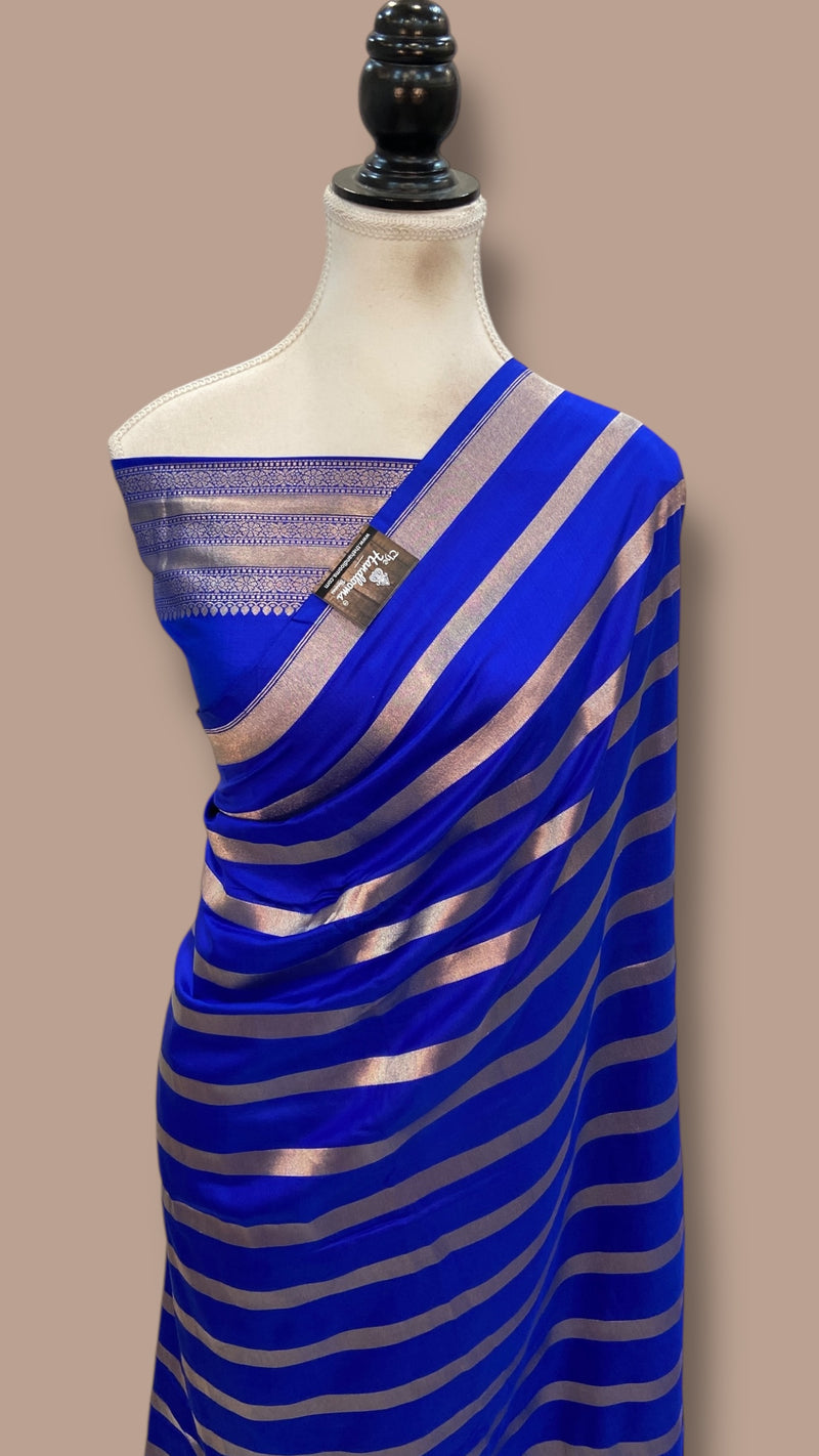 Pure Katan Silk Banarasi Handloom Saree - All Over Stripe
