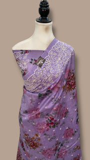 Pure Chiniya Silk Handloom Banarasi Saree with Chikankari - The Handlooms