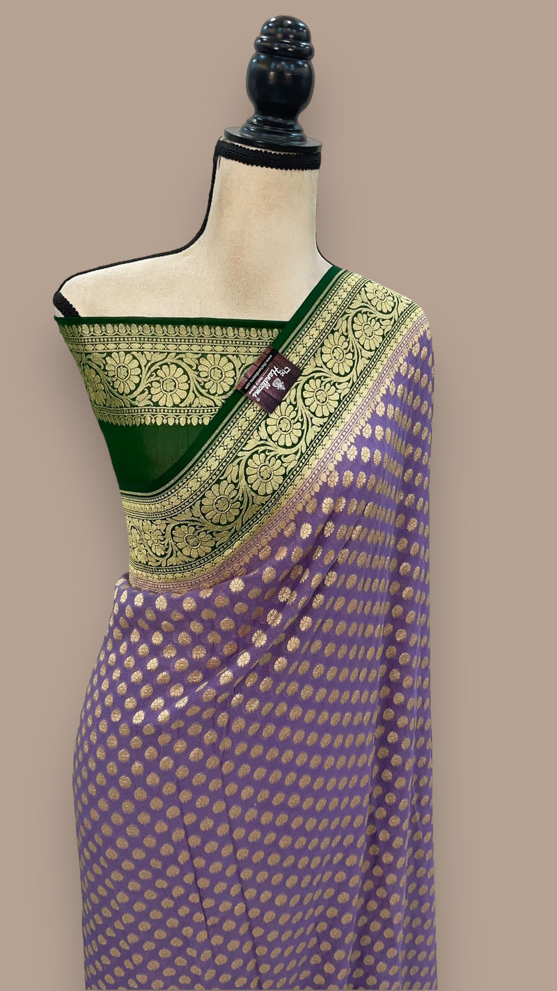 Pure Khaddi Georgette Banarasi Saree -  Gold zari - The Handlooms