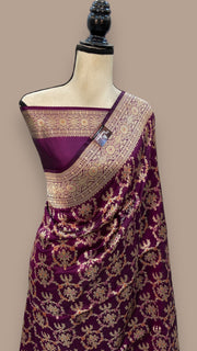 Pure Katan Silk Banarasi Handloom Saree - All over Jaal work - With Meenakari - The Handlooms