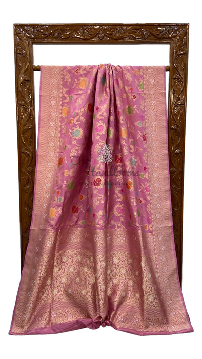 Pure Katan Silk Banarasi Handloom Saree - All over Sona Roopa kadiyal Jaal work