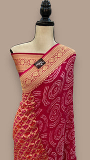 Pure Georgette Banarasi Bandhej Handloom Saree - The Handlooms